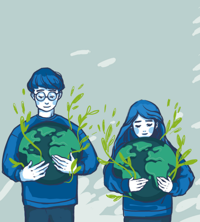 Młodzi ludzie troszczący się o planetę